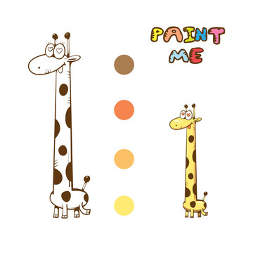 Coloring book with cute cartoon  giraffe. Vector image.