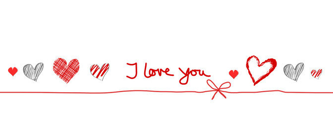 I Love You Band Banner Schleife Herz Herzen Rot Hintergrund Text