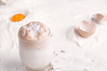 Flour, egg and yeast, baking background