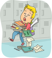 Man Teen Struggling with Books