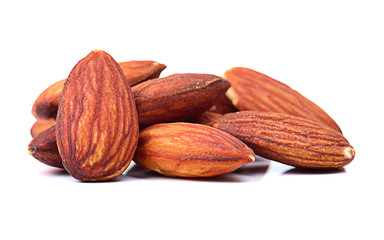 almonds isolated on white background.