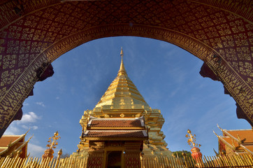 Fototapeta premium pagoda on Doi sutep mountain of Chaingmai Thailand