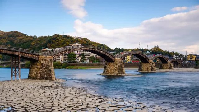Shimonoseki, Japan city skyline time lapse over the Kanmon Straits.