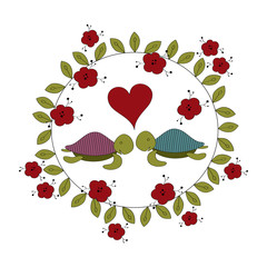 Soul mates and turtles love vector illustration