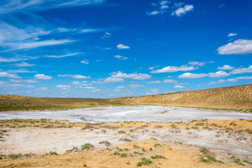 In the vicinity of the salt lake Baskunchak.