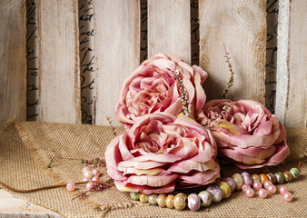 Romantic arrangement with artificial roses