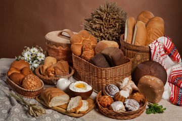 Still Life With Bread In Russian National Style