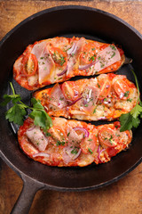 bruschetta, baked eggplant