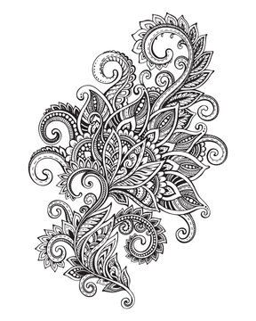 Vector hand drawn ornate flower pattern in zentangle style.
