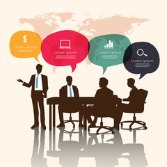 Business meeting with speech bubble infographic