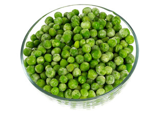 frozen peas isolated on white