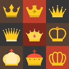 Vector crown, flat design set 2