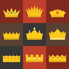Vector crown, flat design set 1
