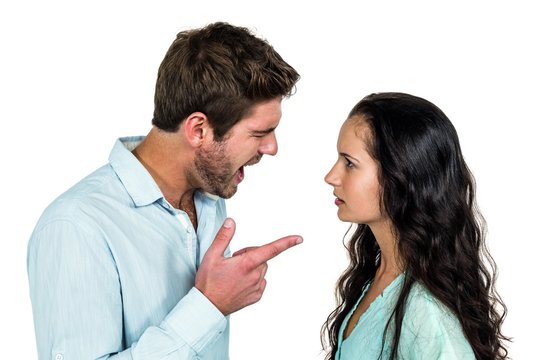 Tensed couple arguing