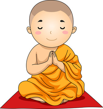Kid Boy Buddhist Pray