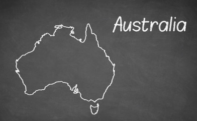 Australia map drawn on chalkboard