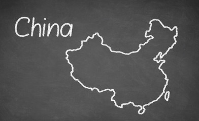 China map drawn on chalkboard