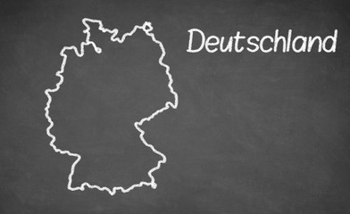 Deutschland map drawn on chalkboard