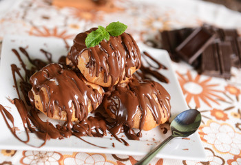 Delicious profiteroles dessert