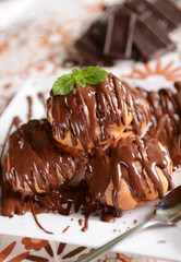 Delicious profiteroles dessert