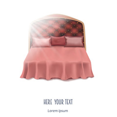 red bed on a white background, soft pillow