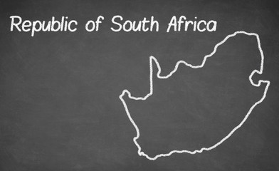 South Africa map drawn on chalkboard