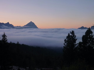 sunrise with inversion in Dolomites