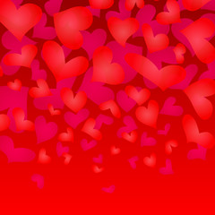 Valentines Day Background Vector Illustration. Hearts in a red Background.