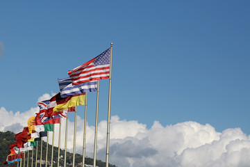 Flagstaffs with national flags