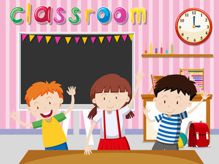 Children being happy in classroom