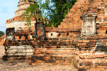 Stupas pagoda, pagoda sculpture of Buddha at Wat Worachet Temple ,The Ancient Siam Civilization of Ayutthaya Thailand