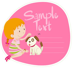 Border design with girl and dog