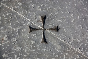 cross on the concrete surface