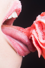 Female lips and cream