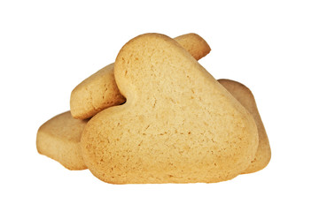 Cookies in the shape of a heart on a white background