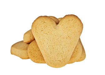 Cookies in the shape of a heart on a white background