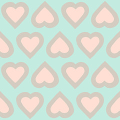 vector illustration repeat pattern of pink pastel hearts, on lig