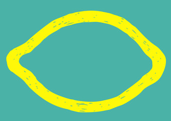 vector illustration of hand drawn lemon on turquoise background - 100102618