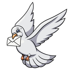 White pigeon is carrying letter 2