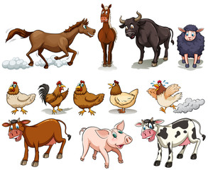 Different kind of farm animals