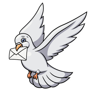 White pigeon is carrying letter 2