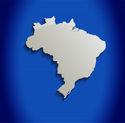 Brazil map blue line 3D vector