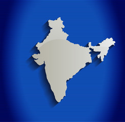 India map blue line 3D vector