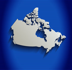 Canada map blue line 3D vector