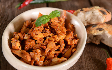 Chicken gyros with hot pepper spices