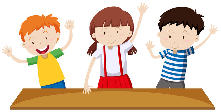 Children having hands up