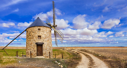 Fototapeta na wymiar rural landscape with a windmill. Spain