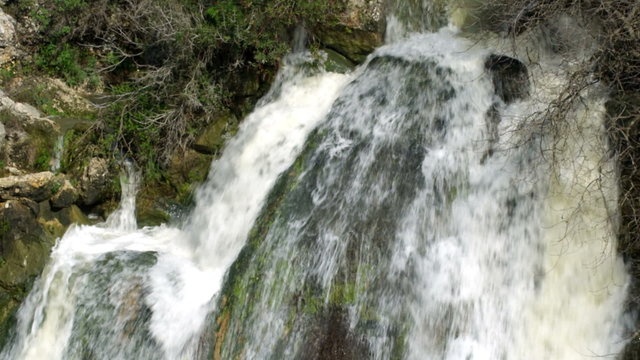 Royalty Free Stock Video Footage of top of Tahana Waterfall shot in Israel at 4k with Red.