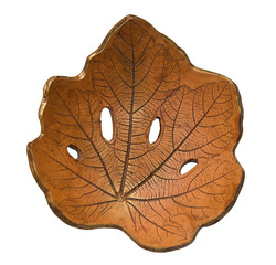 Ceramic plate as a leaf of a tree isolated on white