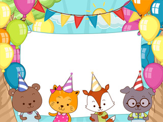 Fototapeta premium Animals Birthday Party Banner